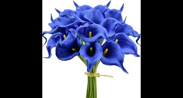 20 stuks kunstbloemen - 35 cm kunstmatige calla lelie boeket - DIY bruidsboeket voor bruiloften - Kunstmatige bloemen decoratie - Huis- en feestdecoratie (Blauw)