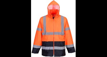 Portwest Hi-Vis Klassiek Tweekleuren Regenjack H443 - Oranje/Marine - L