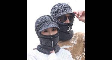 Balaclava - Gebreid gezichtsmasker met rits en muts