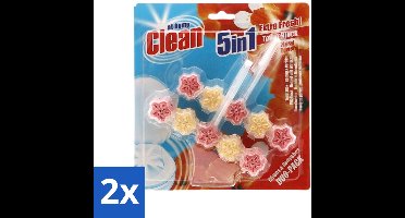 2 x At Home - Clean - Toiletblok - 5in1 Active - Floral Power - Neutraliseert & Reinigt - 2 Blokken - Toilet Reinigen - Toilet Blok - Toilet Geur - Toilet Reinigingsmiddel - Bloemige Geur