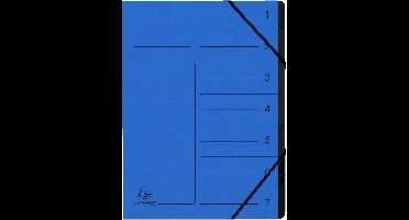 Exacompta 10x Sorteermap met vaste rug - elastosluiting - zwarte binnenafwerking - 7 vakken - A4 - Blauw - 540702E