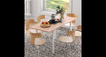 Uitklapbare Eettafel – Uitschuifbare Tafel – Klaptafel – Keukentafel – Eetkamertafel – Bruin Wit – Geschikt Voor 6 Personen – Ruimtebesparend Design