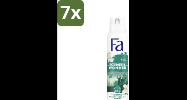 7 x Fa - Deodorant Spray - Scenery Wonder - Houtachtig & Jasmijn - 48 uur Bescherming - 150 ml - Deodorant Spray - Houtachtige Geur - Jasmijn Geur - 48 Uur Bescherming - Geurveroorzakende Bacteriën