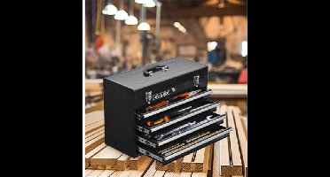 Gereedschapskist – Gereedschapswagen – Toolbox – Gereedschapskoffer – Opbergkist – Met 4 Laden & Metalen Sluiting – Duurzame Stalen Constructie – Ruime Opbergruimte