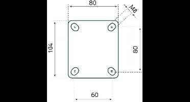 Tarsus Zwenkwiel - 100 mm - Stalen Velg - Massieve Rubberband - 60 kg Draagvermogen