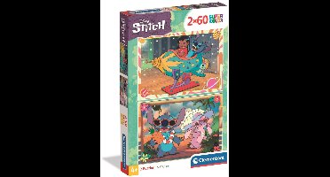Clementoni - Puzzel - 2X60 Stukjes - Stitch Thema - Puzzel Voor Kinderen - Vanaf 4 Jaar