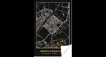 Poster Bergschenhoek - Goud - Kaart - Stadskaart - Plattegrond - 20x30 cm