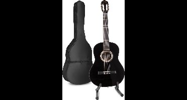 Akoestische gitaar voor beginners - MAX SoloArt klassieke gitaar / Spaanse gitaar 4/4 - Met o.a. 39'' gitaar, gitaar standaard, gitaartas, gitaar stemapparaat en extra accessoires - Zwart