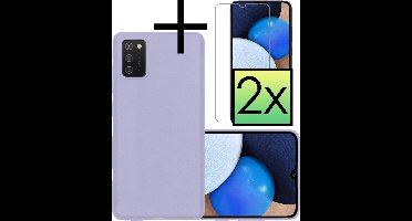 Hoesje - Met 2x Screenprotector - Geschikt voor Samsung Galaxy A03s - Sterk & Shockproof - Back Cover - Siliconen Case - Telefoon Hoes - Lila