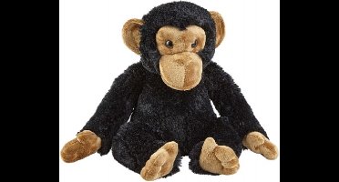 Ravensden Pluche knuffel dier Chimpansee aap - zwart - 30 cm - Speelgoed apen knuffelbeesten