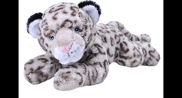 Wild Republic Pluche sneeuw luipaard/panter knuffeltje - Eco-kins - 30 cm - dierenknuffel