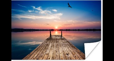 Poster Steiger - Water - Zonsondergang - Roze - Horizon - 30x20 cm - Kerstversiering - Kerstdecoratie voor binnen - Kerstmis