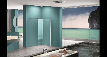 Xellanz Eco inloopdouche 60x200cm met muurprofiel en stabilisatiestang nanoglas 8 mm chroom