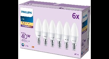 Philips LED Kaarslamp Mat - 40 W - E14 - Warmwit licht - 6 stuks