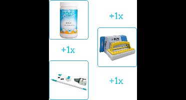 Zwembad Onderhoudsbundel - Zwembad Onderhoud Starterspakket bevat Chloor - Scrubborstel en Stofzuiger - Ideaal voor Opzetzwembaden (3-delig)