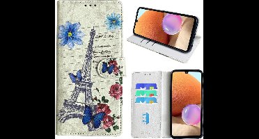 Hoesje geschikt voor Samsung Galaxy A32 4G Bookcase met Eiffel Toren /Parijs