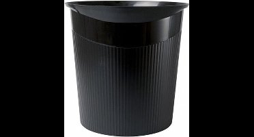 Han Kantoor vuilnisbak/papierbak - zwart - 13 liter - kunststof - 28 x 28 cm