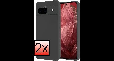 Hoesje - 2 Stuks - Geschikt voor Google Pixel 8a - Sterk & Shockproof - Case Siliconen - Back Cover - Telefoon Hoes - Zwart