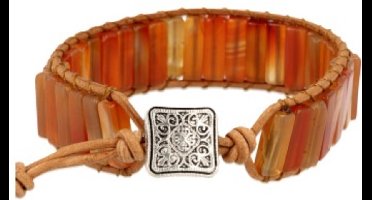 Carneool leren armband gipsy-style