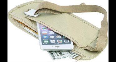 *** Money belt/Heuptasje/Reisportemonnee - Beige - Op reis - Wandelen Portemonnee - van Hebble® ***