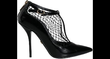 Fishnet Pumps Patent Leather Heels Wo - Black
