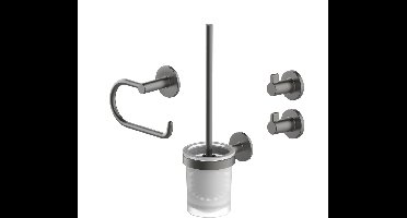 Boraboi® Moderne badkameraccessoireset van grafiet met anti-vingerafdruk en flexibele montage