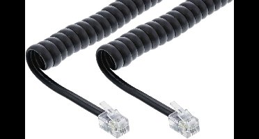 Telefoon spiraalkabel RJ10 - RJ10 - 1:1 aangesloten / zwart - 4 meter