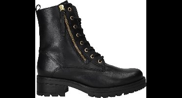 Gabor Zwarte Leren Veterboots Dames - Zwart - 38.5