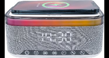 Denver Wekker met Draadloze Oplader - White Noise Machine - Digitale Wekker - Bluetooth - FM Radio - Dubbel Alarm - Dimmer - CRQ225