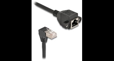 SFTP CAT6a netwerk verlengkabel | haaks | inbouwconnector | LSZH | zwart | 1 meter
