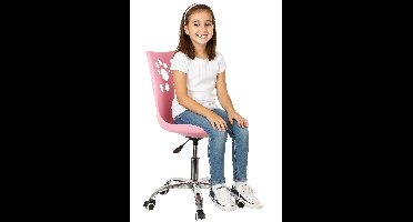 Kinder Bureaustoel - Draaibaar - Metalen Onderstel - Kunststof - Roze - 120 kg