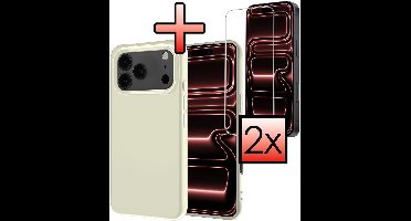 Hoesje - Met 2x Screenprotector - Geschikt voor Apple iPhone 17 Pro Max - Sterk & Shockproof - Back Cover - Siliconen Case - Telefoon Hoes - Wit