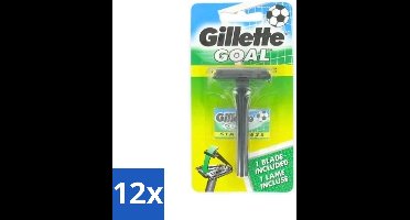 12 x Gillette - Goal - Scheerset - Stainless Steel - Duurzaam en scherp - 1 Scheermesje - Scheermes - Mesjes - Gillette Goal - Scherpe Mesjes - Duurzaam Scheermes