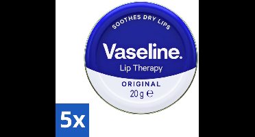 5 x Vaseline - Original - Lip Therapy - Beschermend - 20 g - Lippenbalsem - Lippenbescherming - Vocht Vasthouden - Droge Lippen Verzachten - Uitdroging Voorkomen