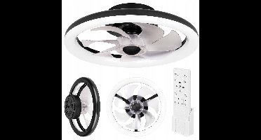 Moderne LED Plafondlamp met Ventilator 40cm Zwart - Afstandsbediening