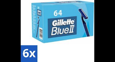 6 x Gillette - Blue 2 - Wegwerpscheermesjes - Duurzaam en comfortabel - 64 Scheermesjes - Scheermesjes - Wegwerpscheermesjes - Gillette Blue Ii - Scheerbeurt - Comfortabel Scheren
