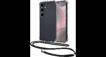 Hoesje - Geschikt voor Samsung Galaxy S24 - Met Koord - Shock Proof - Siliconen Case - Back Cover - Telefoonkoord - Telefoon Hoes Shockproof - Telefoonketting - Transparant