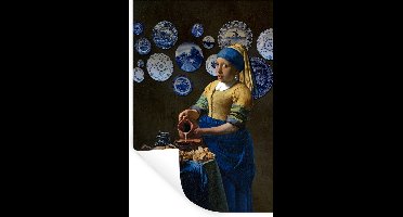 Muurstickers - Sticker Folie - Meisje met de parel - Melkmeisje - Vermeer - 20x30 cm - Plakfolie - Muurstickers Kinderkamer - Zelfklevend Behang - Zelfklevend behangpapier - Stickerfolie