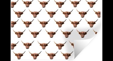 Muurstickers - Sticker Folie - Patroon - Schotse hooglander - Dieren - 30x20 cm - Plakfolie - Muurstickers Kinderkamer - Zelfklevend Behang - Zelfklevend behangpapier - Stickerfolie