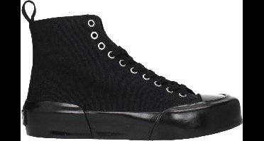 Fabric Sneakers with Lace-Up Closure Wo - Black