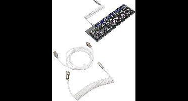 Inovra Plus - Mechanische Toetsenbordkabel met Dubbele Mouwen en Afneembare Metalen Vliegenier USB C Naar USB A - Toetsenbord Luchtvaartconnector - Beschikbaar in 5 Kleuren (Wit)