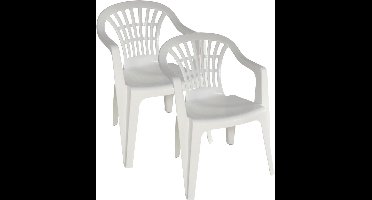 Gerimport Stoel voor buiten/binnen - 4x - tuinstoelen - wit - 50 x 54 x 76 cm - stevig kunststof - Bijzet stoelen