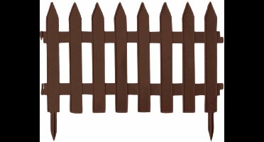 Prosperplast Tuinhekjes - 6x stuks - kunststof - 350 cm - 60 x 40 cm - bruin - borderrand - tuinafscheiding