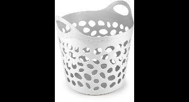 Plasticforte Flexibele wasmand/opbergmand - rond - wit - 35 liter - D40 x H39 cm