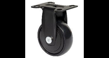 WAGNER Design - 3C - Vast wiel/apparaatwiel/transportwiel/meubelwiel - zwart, zachte loop, diameter 75 mm, hoogte 100 mm, schroefplaat 60 x 70 mm, draagvermogen 75 kg - 01247701