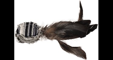 Flamingo - Kattenspeelgoed Pirin Bal met Veren - Zwart - 20 x 7 x 4 cm