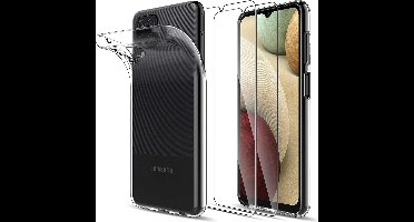 Hoesje Geschikt Voor Samsung Galaxy A12 Hoesje siliconen cover - Galaxy A12 Transparant Hoesje TPU Backcover met Galaxy A12 Glazen 2 pack Screenprotector