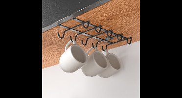 Metaltex - Kopjes ophangen aan plank - Zwart - Incl. bevestigingsmateriaal