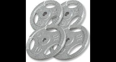 Gorilla Sports Gewichten - Set 30 kg - 2x5 + 2x10 kg -Gripper Gietijzer - 30 mm