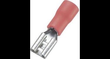 TRU COMPONENTS 745136 Platte stekker (female) Insteekbreedte: 4.8 mm Insteekdikte: 0.8 mm 180 ° Deels geïsoleerd Rood 1